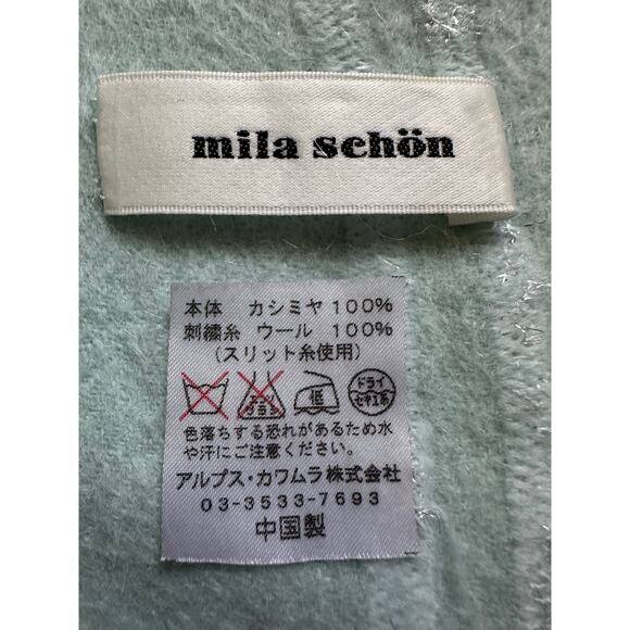 Mila Schon Cashmere Wool Scarf Muffler Wrap Neckerchief Shawl Wine Red Fringe - Picture 9 of 14